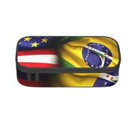 JGHHOUN Astuccio grande con stampa di bandiere americane e brasiliane, per adolescenti, studenti, scuola, viaggi, cancelleria essenziale