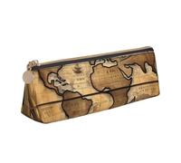 JGHHOUN Astuccio in pelle con stampa di mappamondo antica e mappamondo, con cerniera, per studenti e adolescenti