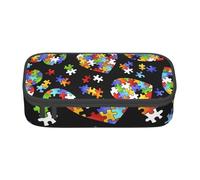 JGHHOUN Autismo Awareness Puzzle Pezzi Cuore Stampa Adolescenti Grande Astuccio di Stoccaggio Studenti Scuola Viaggi Cancelleria Essenziale