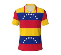 JGHHOUN Bandiera del Venezuela Stampa Polo Versatile Traspirante Confortevole Manica Corta Casual Estate Abbigliamento, Nero , L