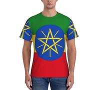 JGHHOUN Bandiera dell'Etiopia Stampa Casual Estate Traspirante Palestra Camicie Uomo Allenamento Traspirabilità Attività Intense, Nero , M
