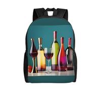 JGHHOUN Bicchieri da cocktail e vino senza bottiglia stampa elegante zaino impermeabile unisex quotidiano lavoro viaggio escursionismo campeggio all'aperto palestra