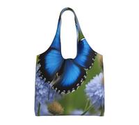 JGHHOUN Blue Butterfly Print Extra-Large Canvas Tote Bag Unisex Leggero Ecologico Shopping Uso quotidiano Palestra