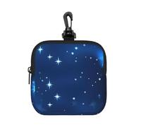 JGHHOUN Blue Shining Stars Pattern Print Women Men Square Storage Bag Impermeabile Viaggio Toiletry Cosmetic Organizer Pouch