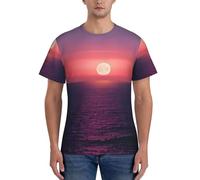 JGHHOUN Bright Moon at Sea Hippie Print Casual Estate Traspirante Palestra Camicie Uomo Allenamento Traspirabilità Attività intense, Nero , 3XL