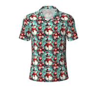 JGHHOUN Buon Natale Stampa Versatile Polo Traspirante Confortevole Manica Corta Casual Estate Abbigliamento, Nero , 4XL