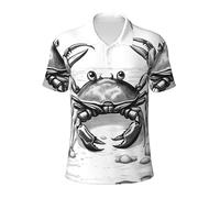 JGHHOUN Cartoon Crab 1 Stampa Versatile Polo Traspirante Confortevole Manica Corta Casual Estate Abbigliamento, Nero , S