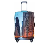 JGHHOUN Chicago Illinois USA Stampa Universale Elasticizzato Valigie Copertura Bagagli Protector Travel Accessory Daily, Nero , S, Bagaglio a mano