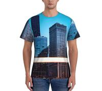 JGHHOUN Chicago Reflect Print Casual Estate Traspirante Palestra Camicie Uomo Allenamento Traspirabilità Attività Intense, Nero , L