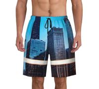 JGHHOUN Chicago Reflect Print Pantaloncini da uomo ad asciugatura rapida Atletico Summer Swimwear Beach Pool Leggero Traspirante, Nero , XL