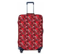 JGHHOUN Copertura elastica universale per valigie con stampa di cuori rossi e fuochi d'artificio, accessorio da viaggio quotidiano, Nero , M, Bagaglio a mano