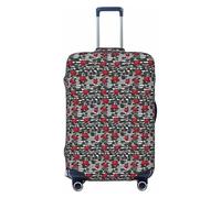 JGHHOUN Copertura elastica universale per valigie con stampa di rose rosse, a righe nere, bianche, rosse, accessorio da viaggio quotidiano, Nero , S, Bagaglio a mano