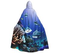 JGHHOUN Costume da squalo che nuota sotto il mare, mantello con cappuccio, per adulti, cosplay, feste in maschera, carnevale, feste stagionali