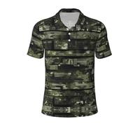 JGHHOUN Digital Camo Print Versatile Polo Traspirante Confortevole Manica Corta Casual Estate Abbigliamento, Nero , XXL