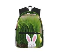 JGHHOUN Easter Egg Bunny Grass Stampa in legno Leggero Casual Comfort Zaino Unisex Resistente all'acqua Viaggio quotidiano Pendolarismo
