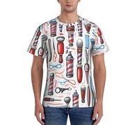 JGHHOUN Forniture da barbiere Stampa Modello Casual Estate Traspirante Palestra Camicie Uomo Allenamento Traspirabilità Attività Intense, Nero , 3XL