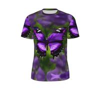 JGHHOUN Maglietta da uomo a maniche corte con stampa a farfalla viola, traspirante, leggera, estiva, alla moda, palestra, allenamento, abbigliamento casual, Nero , 6XL