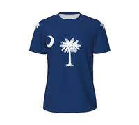 JGHHOUN Maglietta da uomo a maniche corte con stampa bandiera della Carolina del Sud, traspirante, leggera, estiva, alla moda, palestra, allenamento, abbigliamento casual, Nero , L