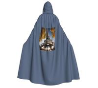 JGHHOUN Mantello con cappuccio per Carnevale Cosplay Halloween Stampa Parigi Torre Eiffel Francia