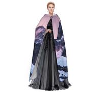 JGHHOUN Mantello da viaggio con cappuccio con stampa montagna per adulti costume accessorio Carnevale Cosplay Vampiro festa a tema