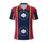 JGHHOUN Mississippi State Flag Print Versatile Polo Traspirante Confortevole Manica Corta Casual Estate Abbigliamento, Nero , XXL
