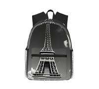 JGHHOUN Parigi Torre Eiffel e nuvole stampa leggero casual confortevole zaino unisex resistente all'acqua viaggio quotidiano pendolarismo