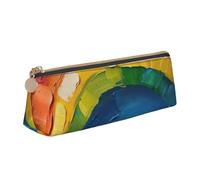 JGHHOUN Piccolo astuccio in pelle con stampa arcobaleno ad alta capacità, con cerniera, per studenti e adolescenti