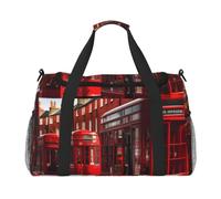 JGHHOUN Red London Street Print Versatile Borsa a mano leggera Tote pieghevole Borsa a tracolla da viaggio Campeggio Pesca