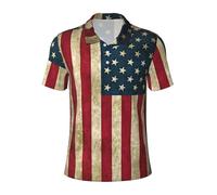 JGHHOUN Stampa Bandiera Americana Polo Versatile Traspirante Confortevole Manica Corta Casual Estate Abbigliamento, Nero , XXL