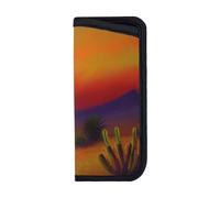 JGHHOUN Sunset Cactus Nel Deserto Stampa Occhiali Caso Per Gli Uomini Donne Occhiali Portatile Leggero Viaggio Eyewear Bag, Nero , M