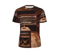 JGHHOUN T-shirt da uomo a maniche corte con stampa cantina di vino rosso, traspirante, leggera, estiva, alla moda, palestra, allenamento, abbigliamento casual, Nero , 4XL