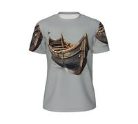 JGHHOUN T-shirt da uomo a maniche corte con stampa di barche vichinghe, traspirante, leggera, estiva, alla moda, palestra, allenamento, abbigliamento casual, Nero , 6XL