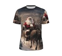 JGHHOUN T-shirt da uomo a maniche corte con stampa Merry Christmas, traspirante, leggera, estiva, alla moda, palestra, allenamento, abbigliamento casual, Nero , 5XL