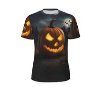 JGHHOUN T-shirt da uomo a maniche corte con stampa zucca di Halloween, traspirante, leggera, estiva, alla moda, palestra, allenamento, abbigliamento casual, Nero , 6XL