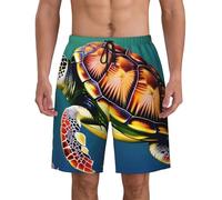 JGHHOUN Tartaruga marina con stampa di pesci pantaloncini da uomo ad asciugatura rapida atletica estate costumi da bagno spiaggia piscina leggeri traspiranti, Nero , 3XL
