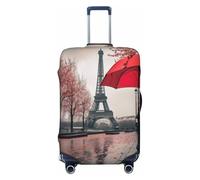 JGHHOUN Torre Eiffel con ombrello rosso stampa universale estensibile valigia copertura protezione bagagli accessorio da viaggio quotidiano, Nero , L, Bagaglio a mano