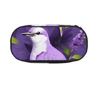 JGHHOUN Uccello in Viola Lavanda Fiori Floreali Stampa Astuccio Spazioso Penna Sacchetto Cerniera Alta Capacità Trucco Strumenti Forniture per Ufficio