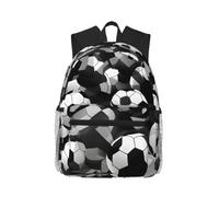 JGHHOUN Zaino casual con stampa a forma di pallone da calcio in bianco e nero, leggero, confortevole, doppia borsa a tracolla per viaggi, escursionismo, attività all'aperto