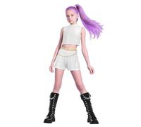 JGJOAIJ Costume da cacciatore di demoni, per ragazze, set completo per Halloween, cosplay, feste, carnevale, Rumi Mira Zoey, per giochi di ruolo, per bambini (bianco 3, 5-6 anni)
