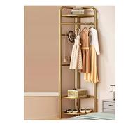 JGJSQYY Appendiabiti in Metallo Nero con 3 Ripiani e 4 Ganci Appendiabiti. Appendiabiti angolare per Ingresso, Camera da Letto e Soggiorno. Include 2 grucce per Pantaloni. Dimensioni: 37x37x174 cm.