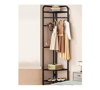 JGJSQYY Elegante Appendiabiti in Metallo con 3 Ripiani, 4 Ganci e 2 grucce per Pantaloni. Versatile Appendiabiti angolare per Ingresso, Camera da Letto e Soggiorno. Elegante Nero 37x37x174 cm.