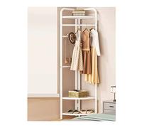 JGJSQYY Elegante Appendiabiti in Metallo con 3 Ripiani e 4 Ganci, Appendiabiti angolare con 2 grucce per Pantaloni per Ingresso, Camera da Letto, Soggiorno, Nero, 37x37x174 cm