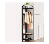 JGJSQYY Elegante Appendiabiti in Metallo con 3 Ripiani e 4 Ganci, Appendiabiti angolare con 2 grucce per Pantaloni per Ingresso, Camera da Letto, Soggiorno, Nero, 37x37x174 cm