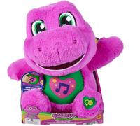 Barney - Barney canterino, peluche 25+ cm con suoni, riproduce 10 frasi e 5 canzoni multilingue inglese, francese, tedesco, italiano e olandese. Giocattolo per bambini, 2+ anni, JGT51