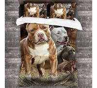 JGTQ Completo Copripiumino Matrimoniale 140x200cm American Bully Pitbull 3D Stampa Copripiumino e 2 Federe,Adatto e Bambini Adulti,con Cerniera Nascosta Microfibra
