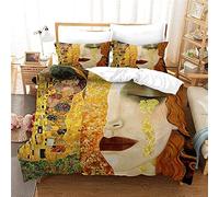 JGTQ Lenzuola Matrimoniali 140x200cm Klimt lacrime e baci d'oro Copripiumino Super Soft Set di Biancheria da Letto con Chiusura A Cerniera E 2 Federa