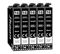 Jhaan 16XL Cartucce d'inchiostro Compatibili con Epson 16 XL Cartucce Compatibili con Workforce WF-2630 WF-2510 WF-2660 WF-2760 WF-2010 WF-2750 WF-2650 WF-2540 WF-2530 (5 Nero)