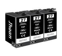 Jhaan 27XL Cartucce d'inchiostro Compatibili per Epson 27 27XL Cartuccie per Epson WorkForce WF-7610 WF-7620 WF-3620 WF-3640 WF-7110 WF-7710 WF-7715 WF-7720 WF-7210 (3 Nero)