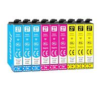Jhaan 27XL Multipack Cartucce d'inchiostro Compatibile con Epson 27 XL per Epson Workforce WF-7610 WF-7715 WF-7720 WF-7210 WF-3620 WF-7620 WF-7110 WF-7710 WF-3640 (3 Ciano, 3 Magenta, 3 Giallo)