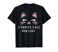 J'habite Chez Mon Chat Drôle Chat Maglietta